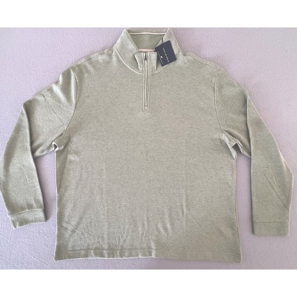 NWT Joseph Abboud Mens 1/4 Zip Pullover Sweater XXL Sage Green Modern Fit Cotton - Picture 2 of 11